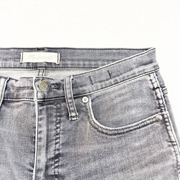 Madewell Slim Straight Charcoal Straight Leg Denim Jeans Raw Hem Size 28 - Picture 6 of 9